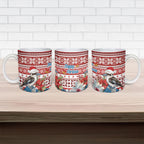 Australia Christmas In July Ceramic Mug Kookaburra Santa Red Color