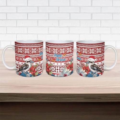 Australia Christmas In July Ceramic Mug Kookaburra Santa Red Color