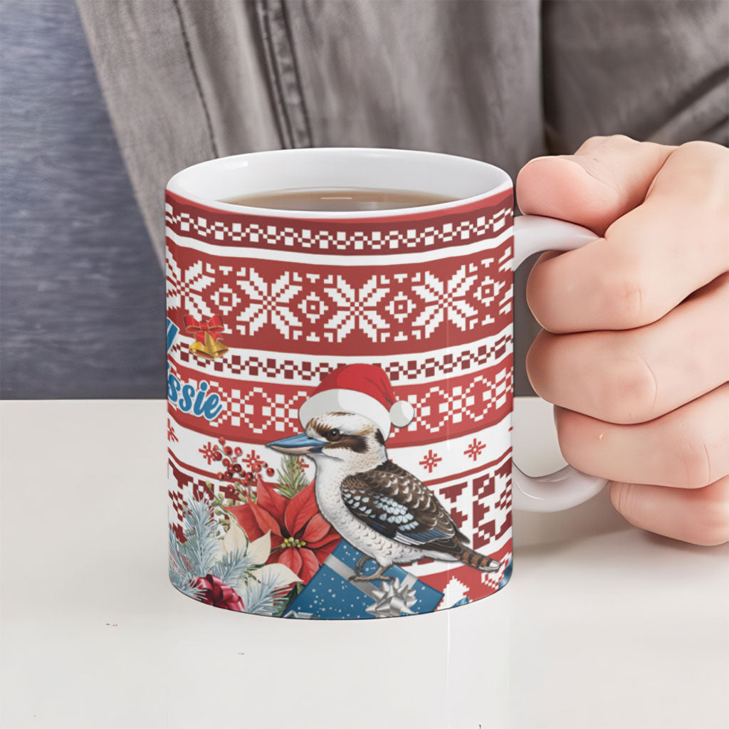 Australia Christmas In July Ceramic Mug Kookaburra Santa Red Color