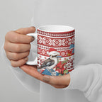 Australia Christmas In July Ceramic Mug Kookaburra Santa Red Color