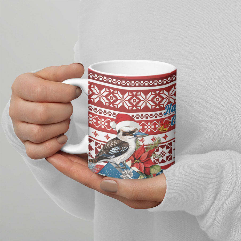 Australia Christmas In July Ceramic Mug Kookaburra Santa Red Color