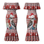 Australia Christmas In July Couples Matching Mermaid Dress and Hawaiian Shirt Kookaburra Santa Red Color LT22