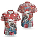 Australia Christmas In July Couples Matching Off Shoulder Short Dress and Hawaiian Shirt Kookaburra Santa Red Color LT22