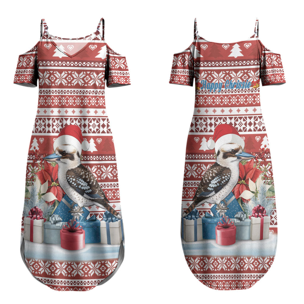 Australia Christmas In July Couples Matching Summer Maxi Dress and Long Sleeve Button Shirt Kookaburra Santa Red Color LT22