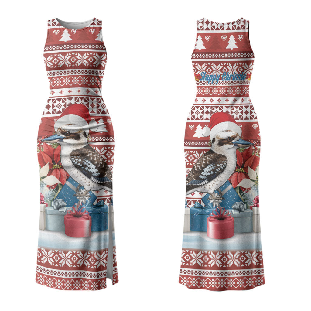 Australia Christmas In July Couples Matching Tank Maxi Dress and Hawaiian Shirt Kookaburra Santa Red Color LT22