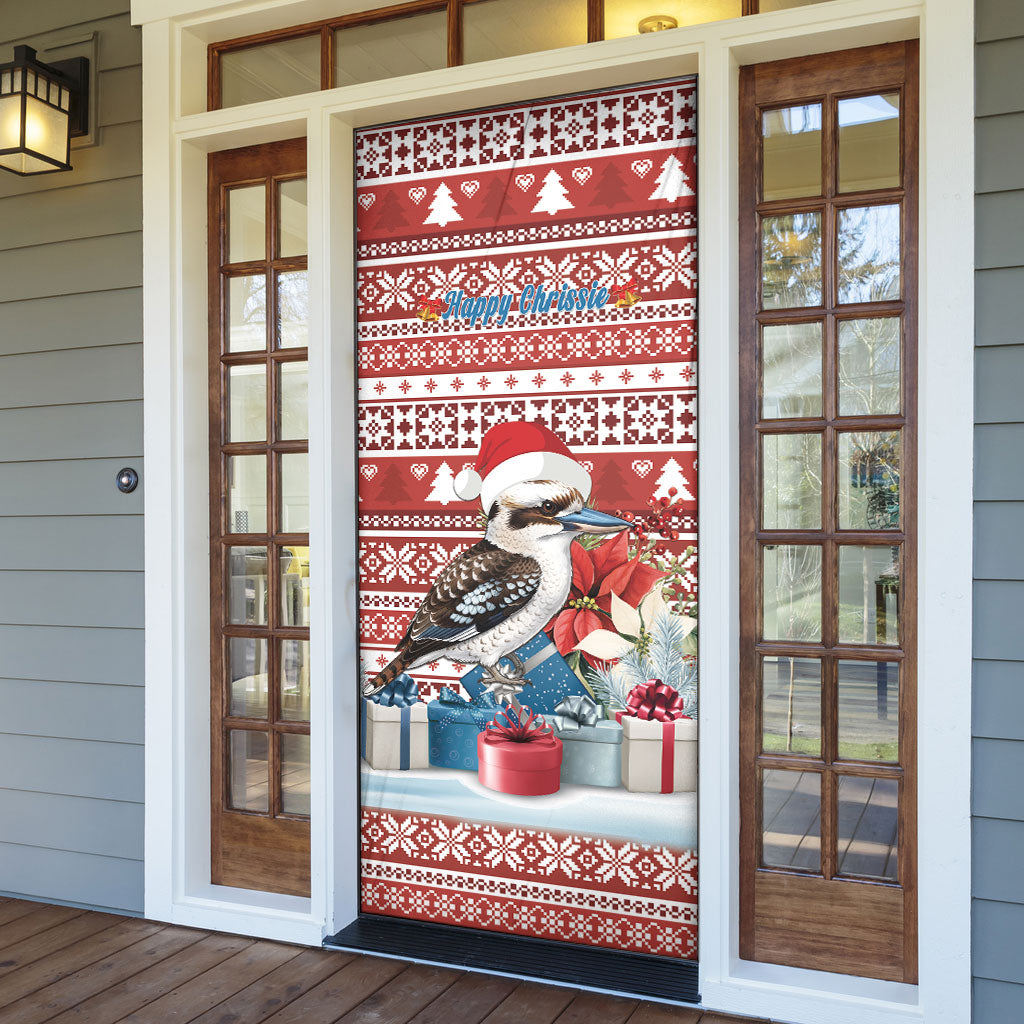 Australia Christmas In July Door Cover Kookaburra Santa Red Color