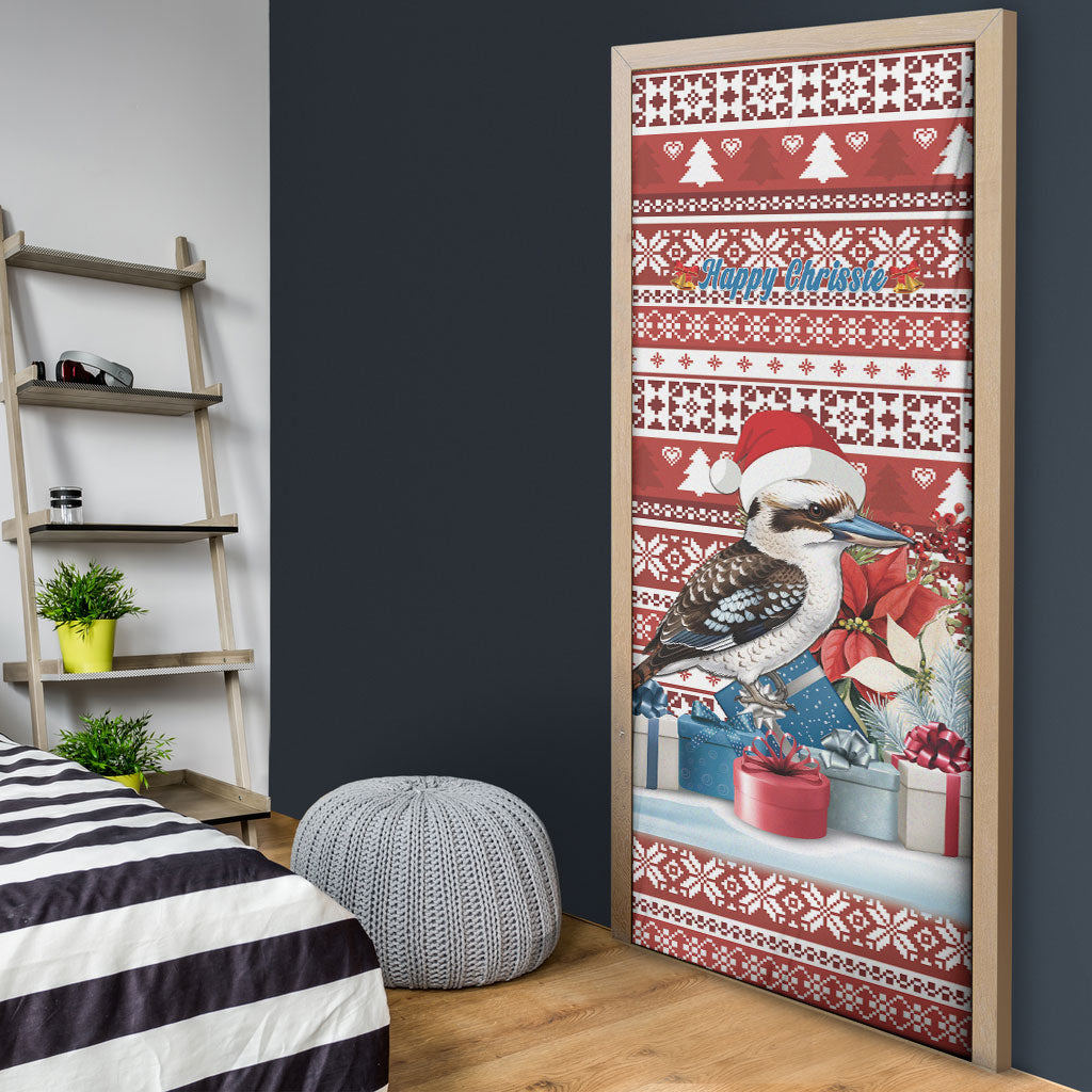 Australia Christmas In July Door Cover Kookaburra Santa Red Color