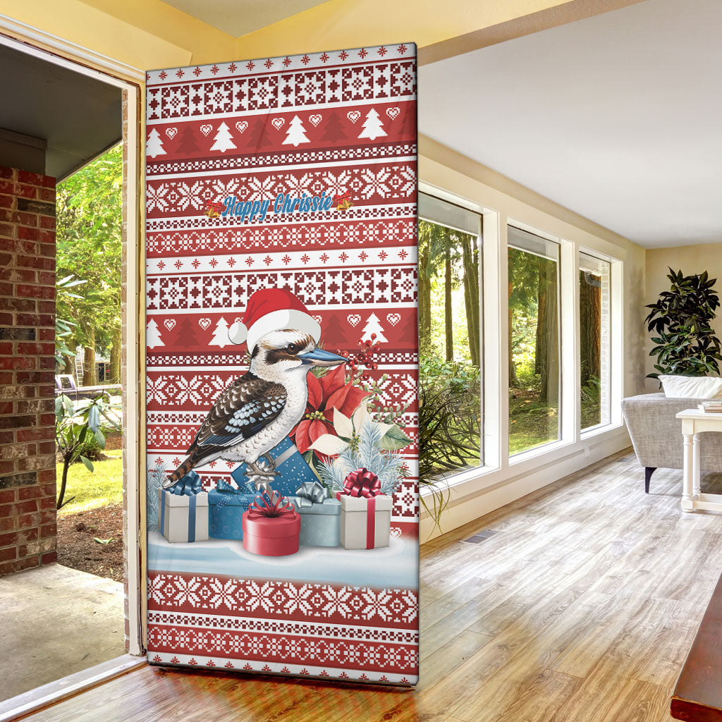 Australia Christmas In July Door Cover Kookaburra Santa Red Color