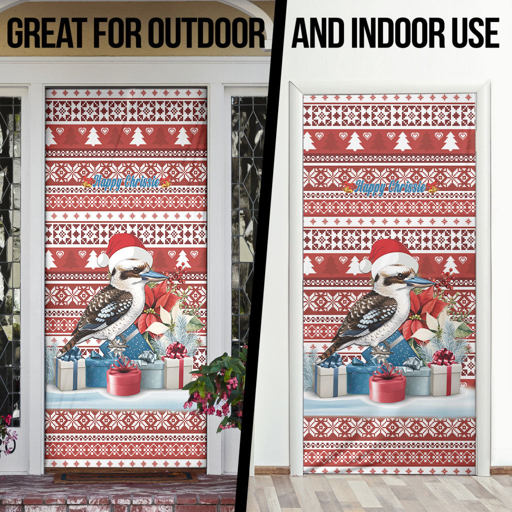 Australia Christmas In July Door Cover Kookaburra Santa Red Color
