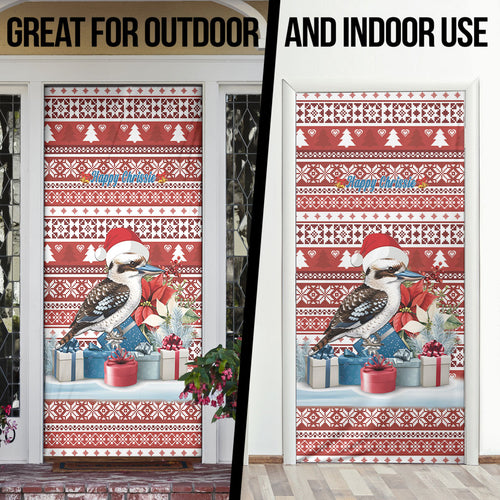 Australia Christmas In July Door Cover Kookaburra Santa Red Color