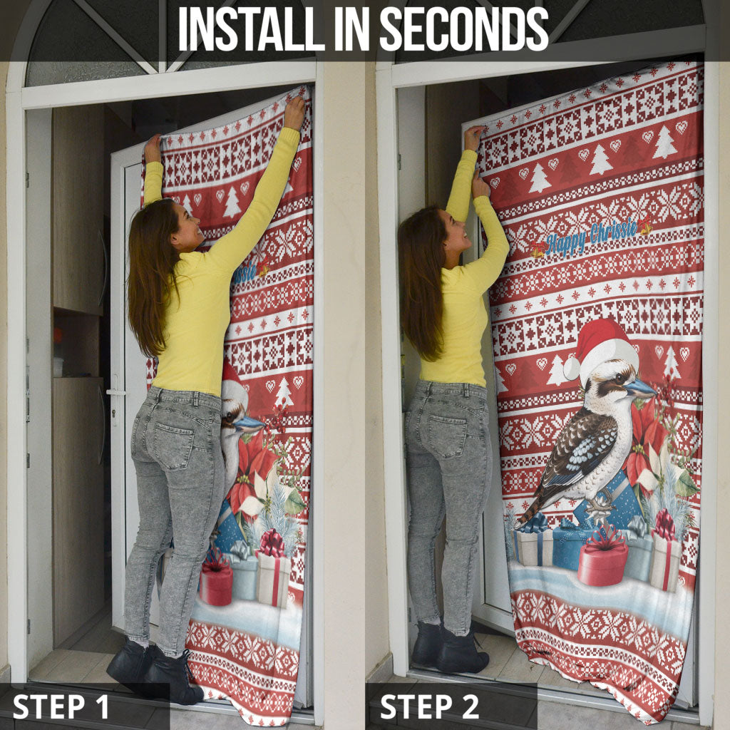 Australia Christmas In July Door Cover Kookaburra Santa Red Color