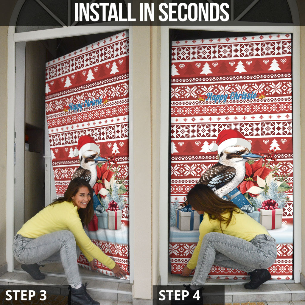 Australia Christmas In July Door Cover Kookaburra Santa Red Color