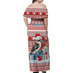 Australia Christmas In July Family Matching Off Shoulder Maxi Dress and Hawaiian Shirt Kookaburra Santa Red Color