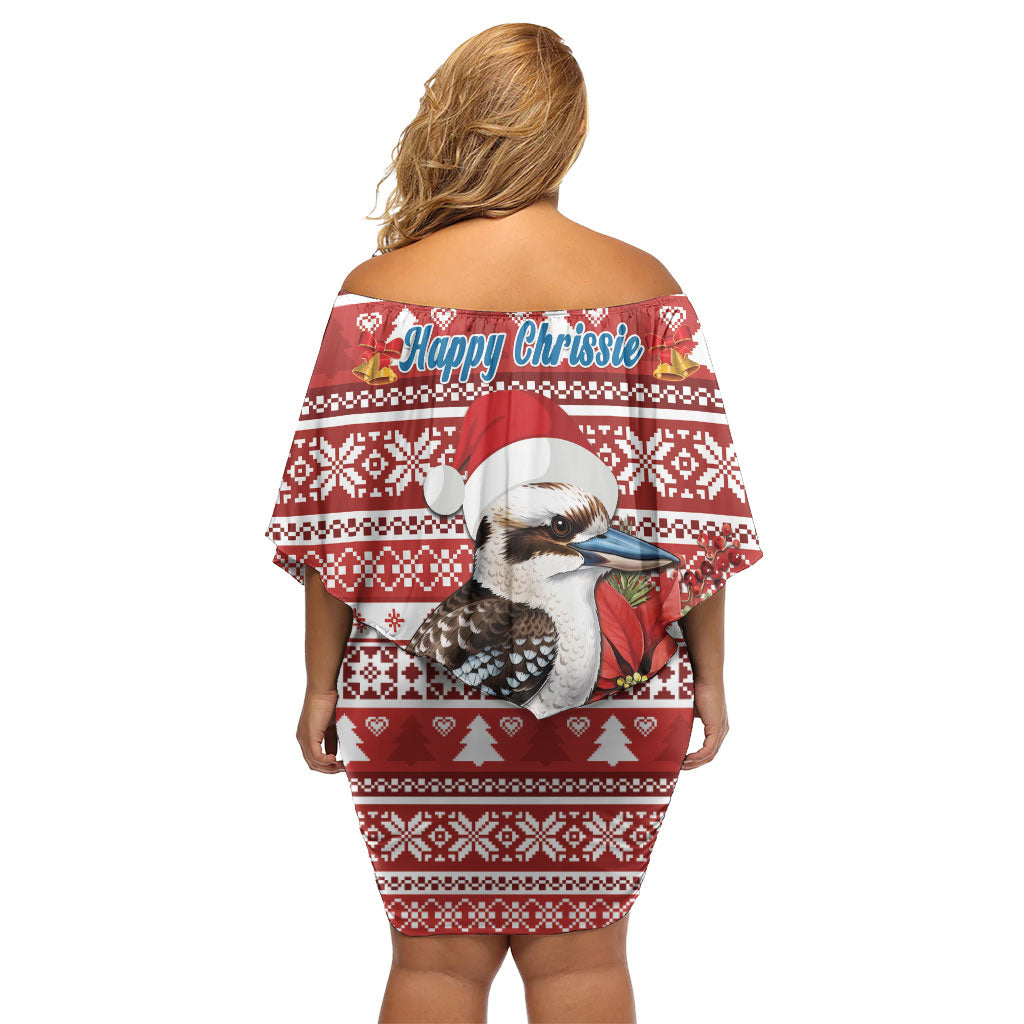 Australia Christmas In July Family Matching Off Shoulder Short Dress and Hawaiian Shirt Kookaburra Santa Red Color