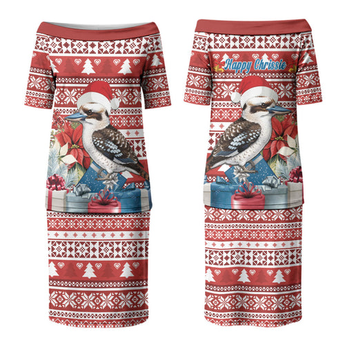 Australia Christmas In July Family Matching Puletasi and Hawaiian Shirt Kookaburra Santa Red Color
