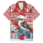 Australia Christmas In July Family Matching Puletasi and Hawaiian Shirt Kookaburra Santa Red Color