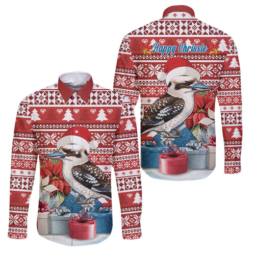 Australia Christmas In July Family Matching Short Sleeve Bodycon Dress and Hawaiian Shirt Kookaburra Santa Red Color