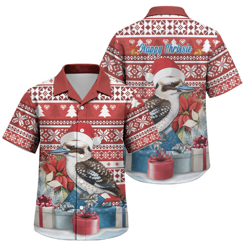 Australia Christmas In July Family Matching Summer Maxi Dress and Hawaiian Shirt Kookaburra Santa Red Color