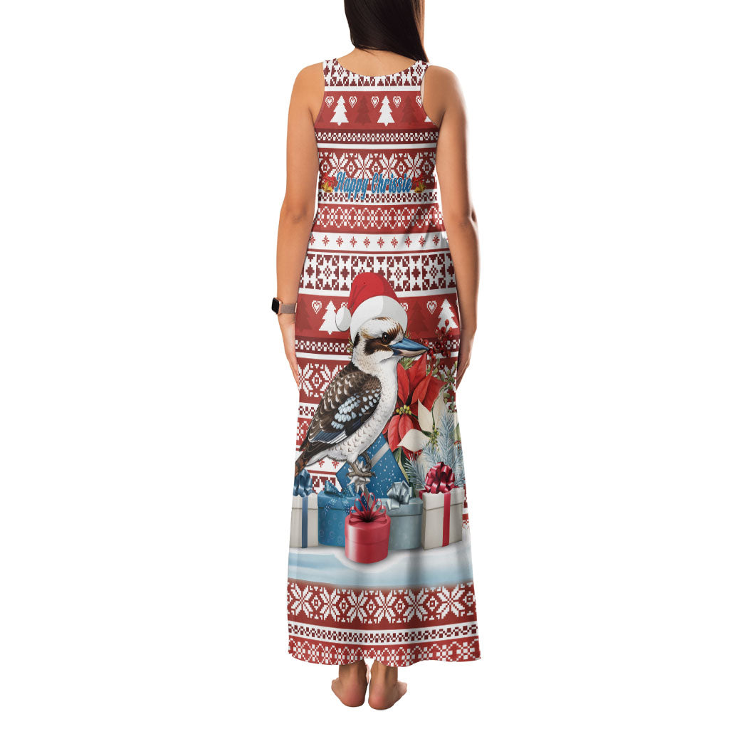 Australia Christmas In July Family Matching Tank Maxi Dress and Hawaiian Shirt Kookaburra Santa Red Color