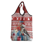 Australia Christmas In July Grocery Bag Kookaburra Santa Red Color