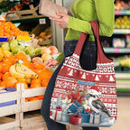 Australia Christmas In July Grocery Bag Kookaburra Santa Red Color