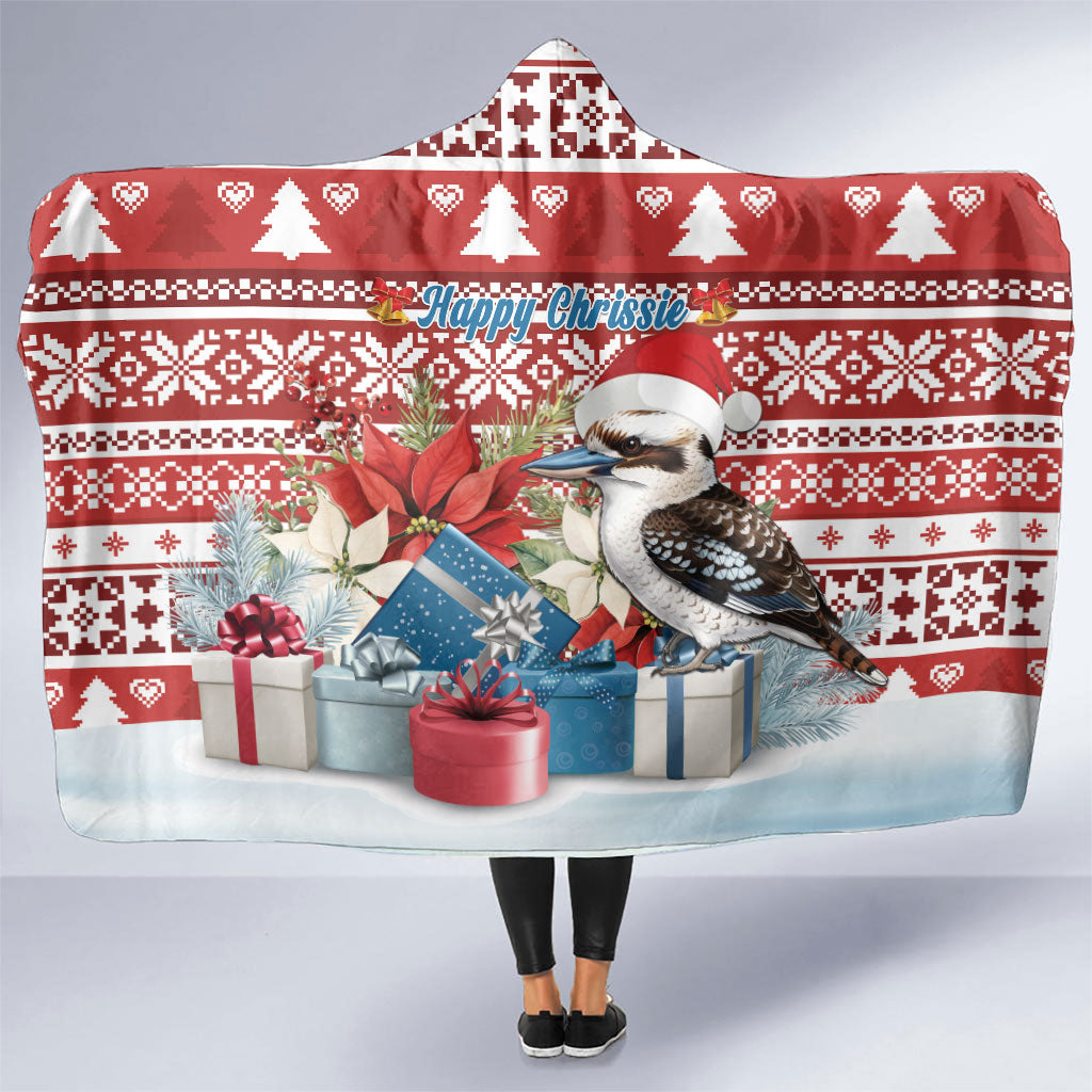 Australia Christmas In July Hooded Blanket Kookaburra Santa Red Color