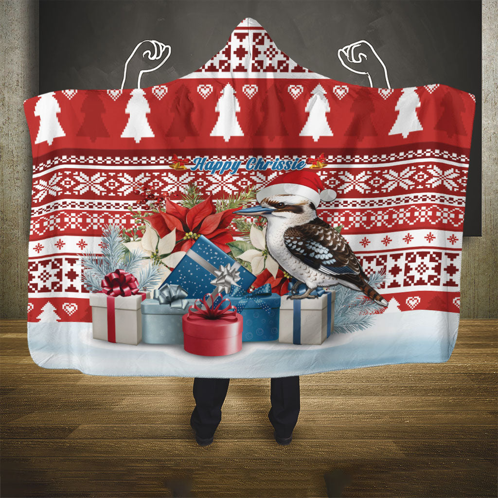 Australia Christmas In July Hooded Blanket Kookaburra Santa Red Color
