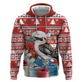 Australia Christmas In July Hoodie Kookaburra Santa Red Color