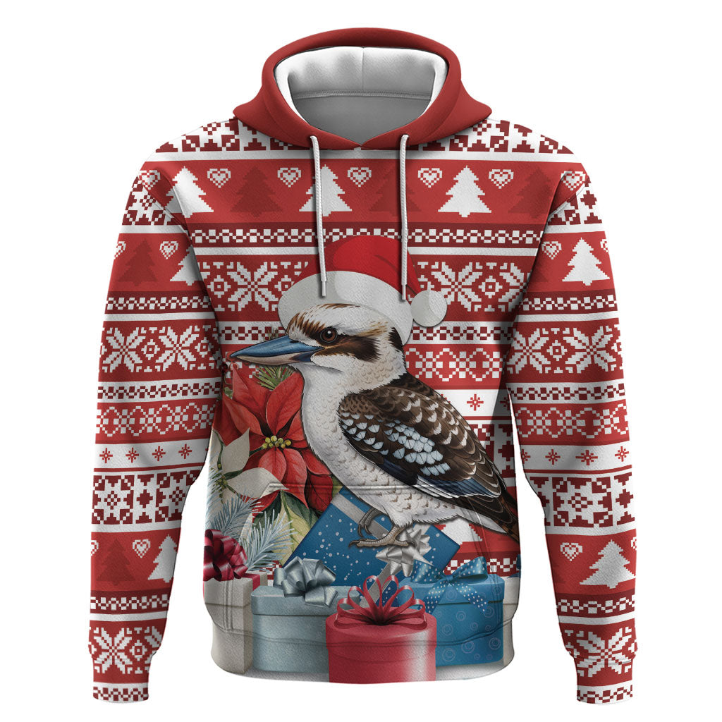 Australia Christmas In July Hoodie Kookaburra Santa Red Color