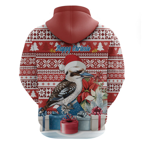 Australia Christmas In July Hoodie Kookaburra Santa Red Color