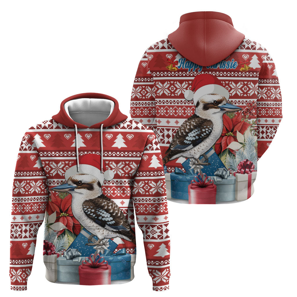 Australia Christmas In July Hoodie Kookaburra Santa Red Color