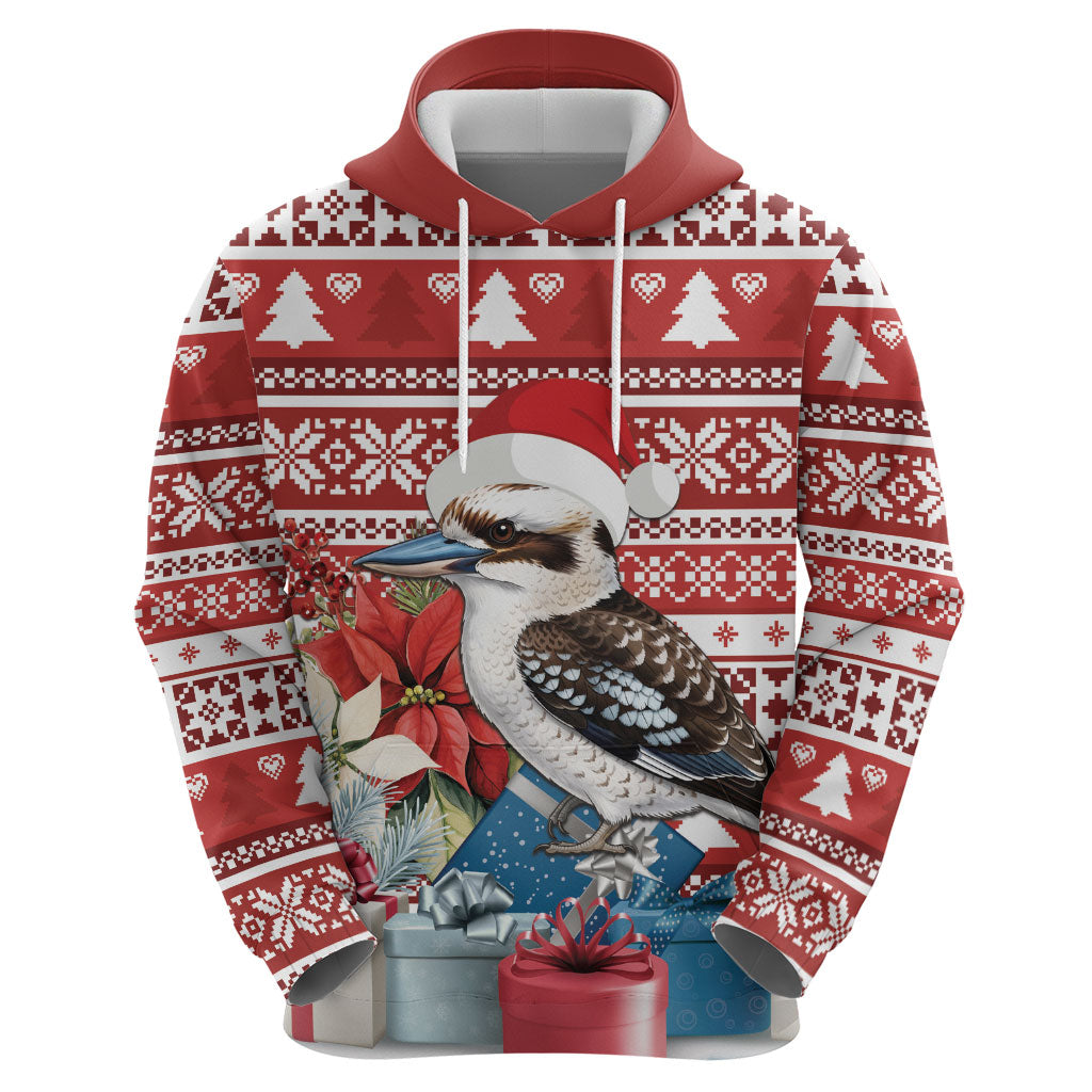 Australia Christmas In July Hoodie Kookaburra Santa Red Color