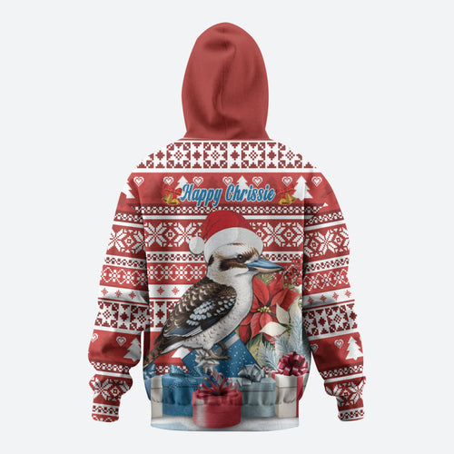 Australia Christmas In July Hoodie Kookaburra Santa Red Color