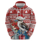 Australia Christmas In July Hoodie Kookaburra Santa Red Color