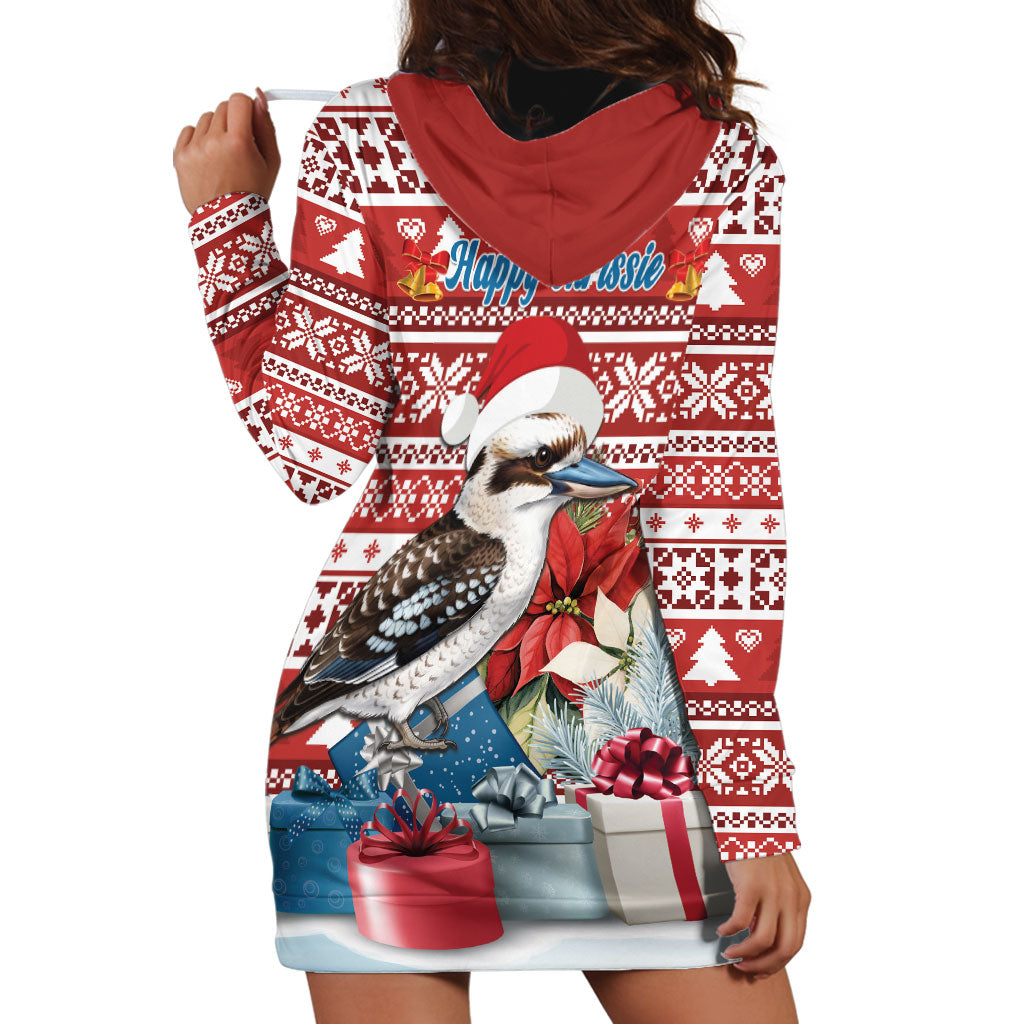 Australia Christmas In July Hoodie Dress Kookaburra Santa Red Color