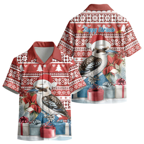 Australia Christmas In July Kid Hawaiian Shirt Kookaburra Santa Red Color LT22