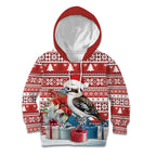 Australia Christmas In July Kid Hoodie Kookaburra Santa Red Color
