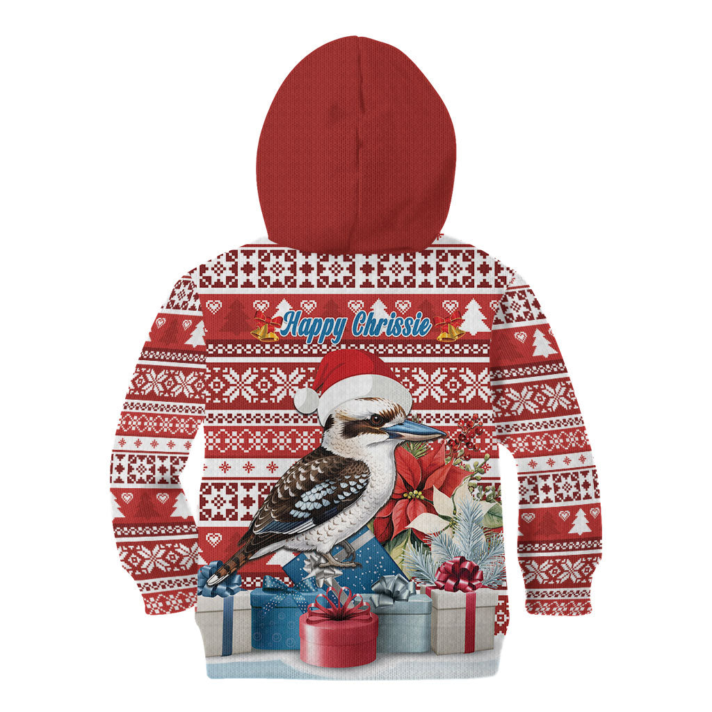 Australia Christmas In July Kid Hoodie Kookaburra Santa Red Color