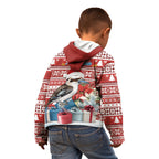 Australia Christmas In July Kid Hoodie Kookaburra Santa Red Color