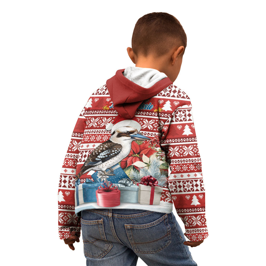 Australia Christmas In July Kid Hoodie Kookaburra Santa Red Color