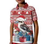 Australia Christmas In July Kid Polo Shirt Kookaburra Santa Red Color