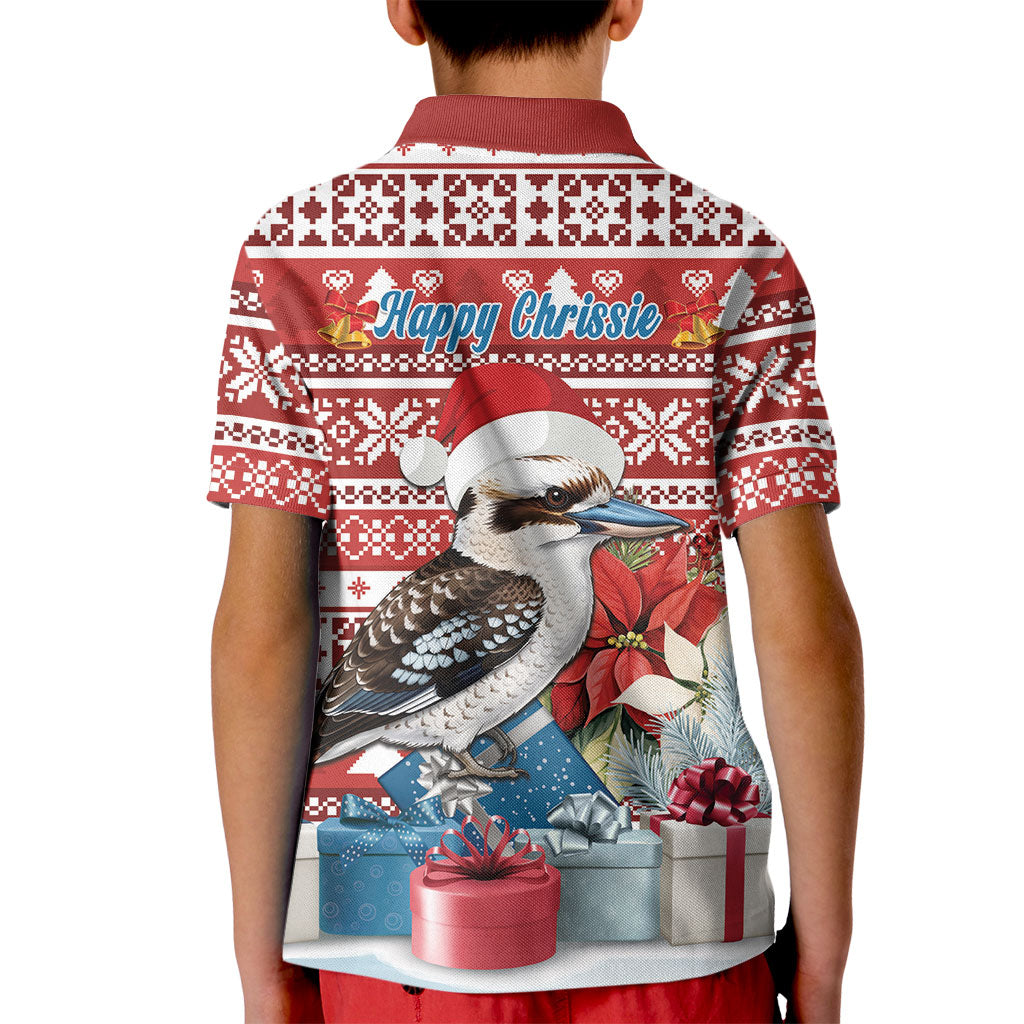 Australia Christmas In July Kid Polo Shirt Kookaburra Santa Red Color