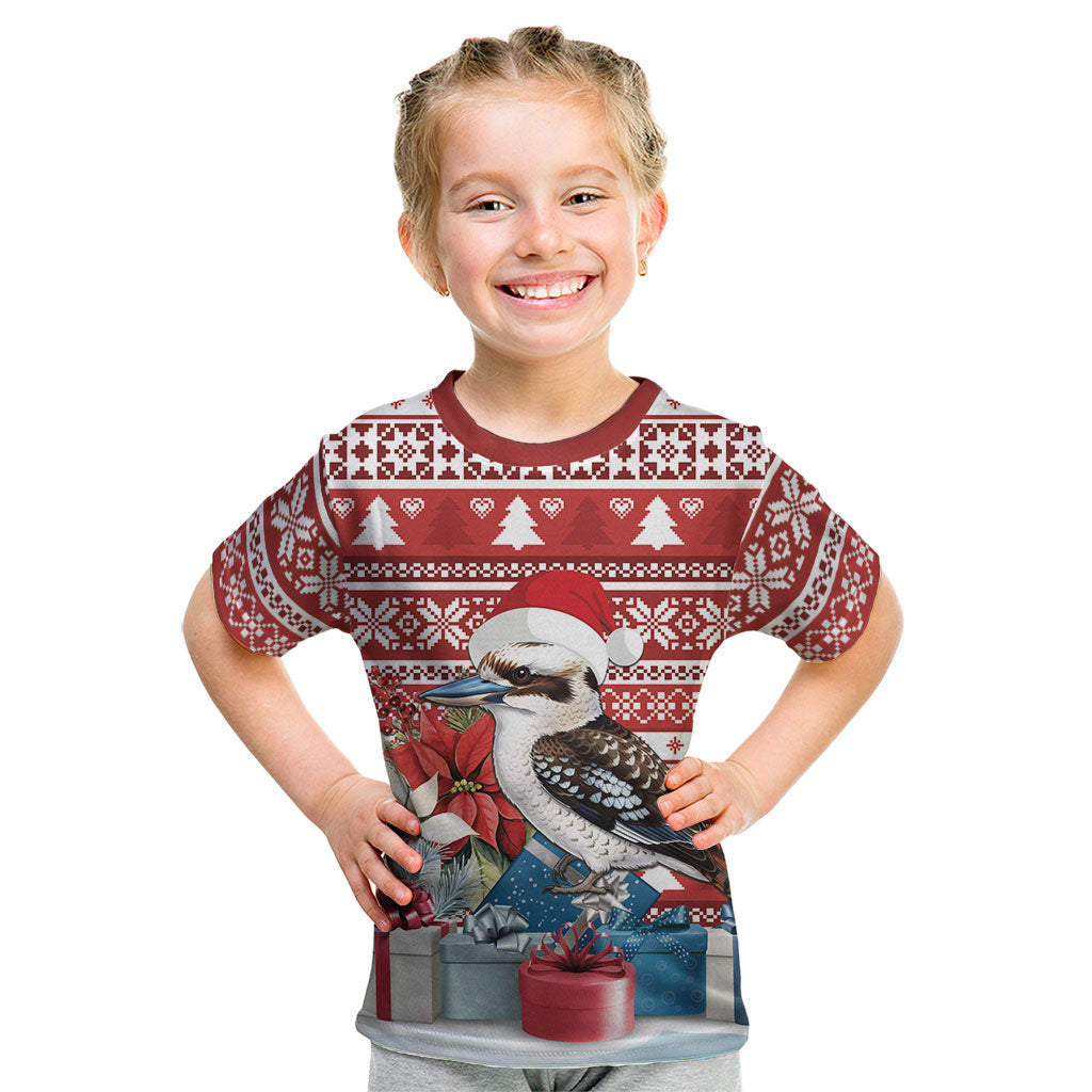Australia Christmas In July Kid T Shirt Kookaburra Santa Red Color