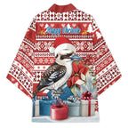 Australia Christmas In July Kimono Kookaburra Santa Red Color