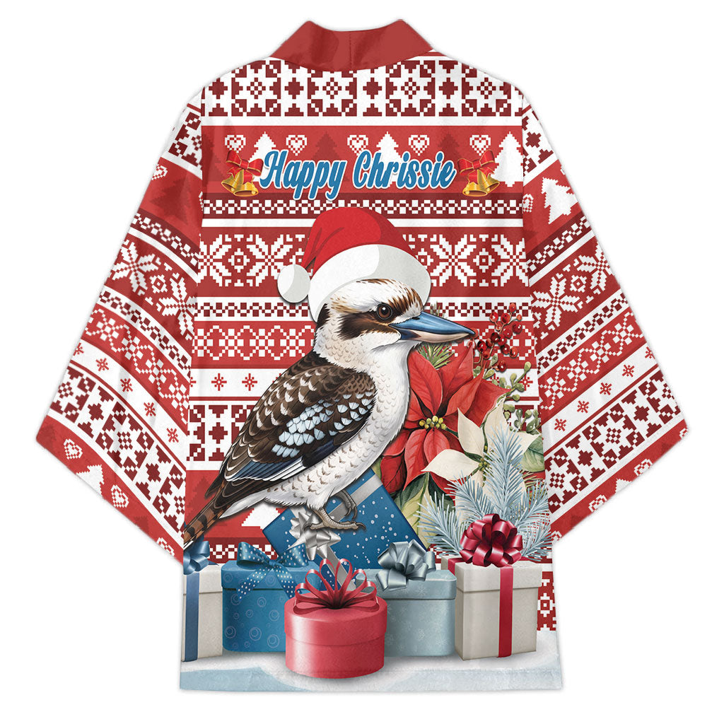 Australia Christmas In July Kimono Kookaburra Santa Red Color