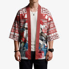 Australia Christmas In July Kimono Kookaburra Santa Red Color