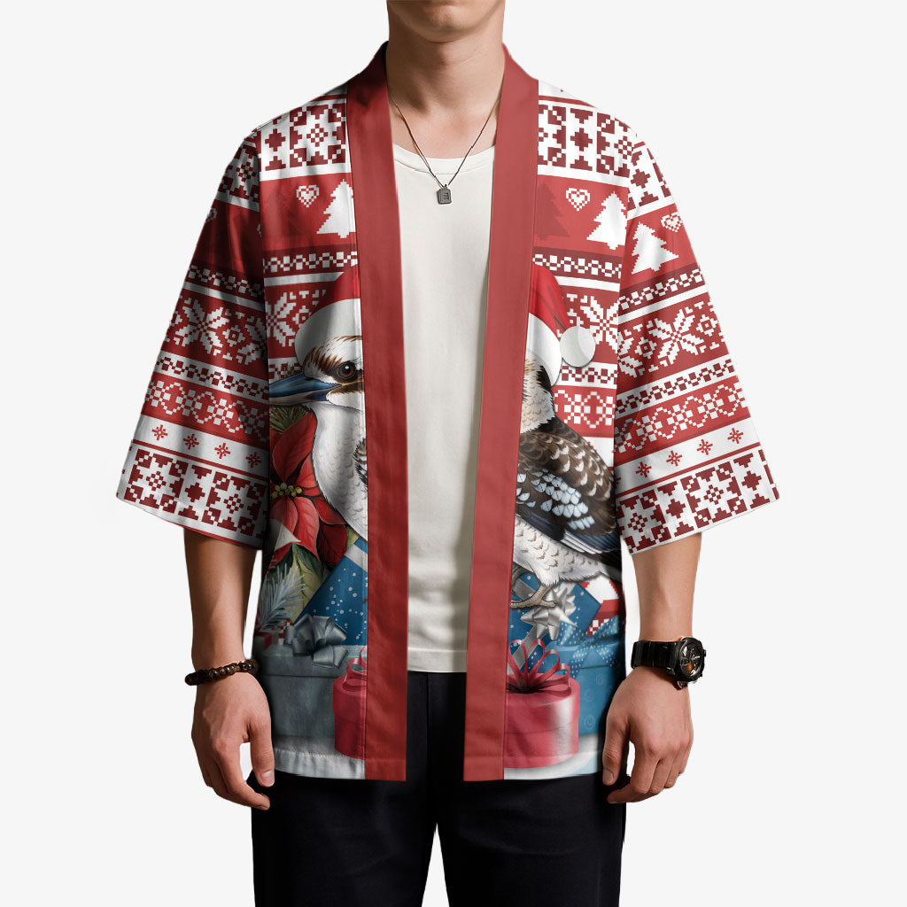 Australia Christmas In July Kimono Kookaburra Santa Red Color