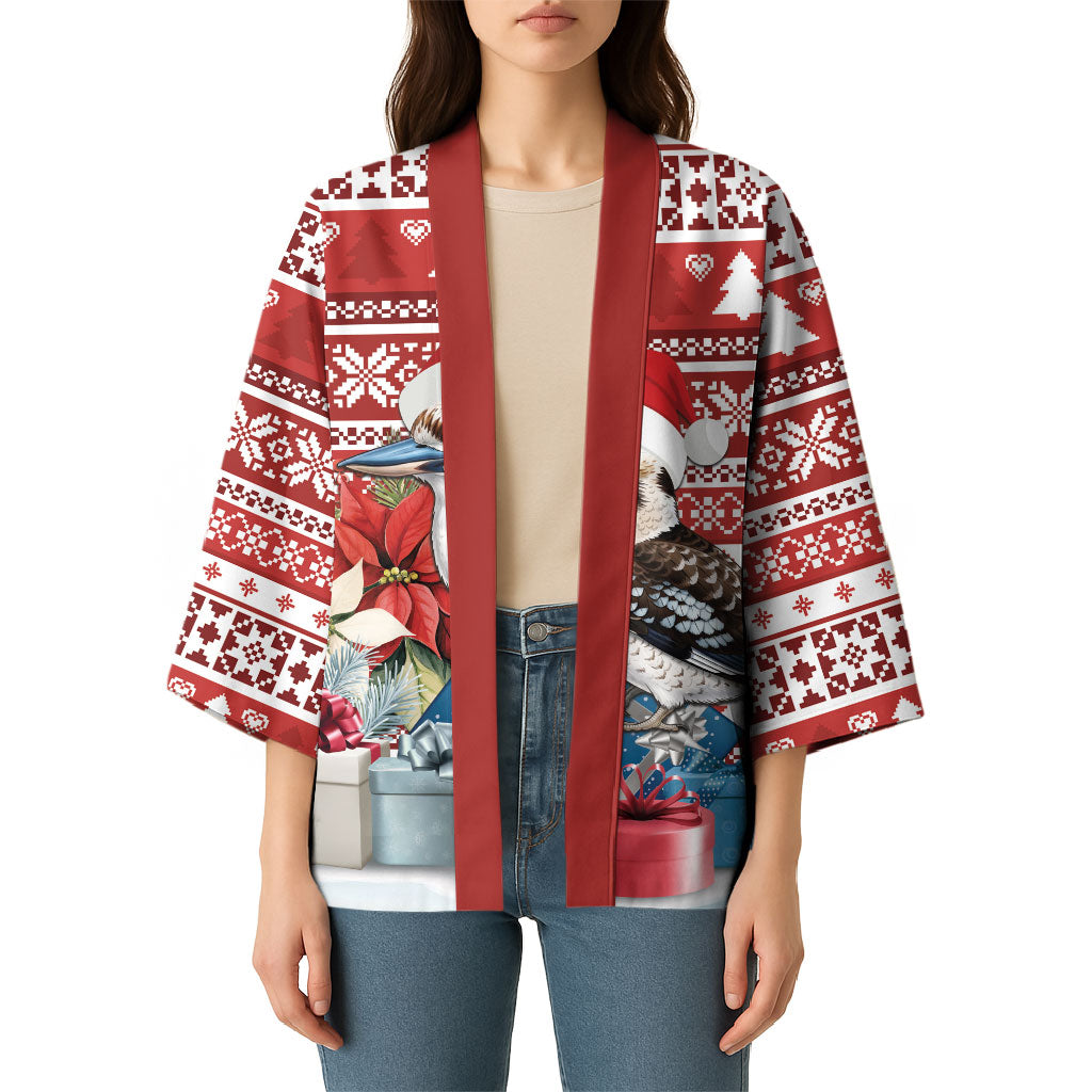 Australia Christmas In July Kimono Kookaburra Santa Red Color