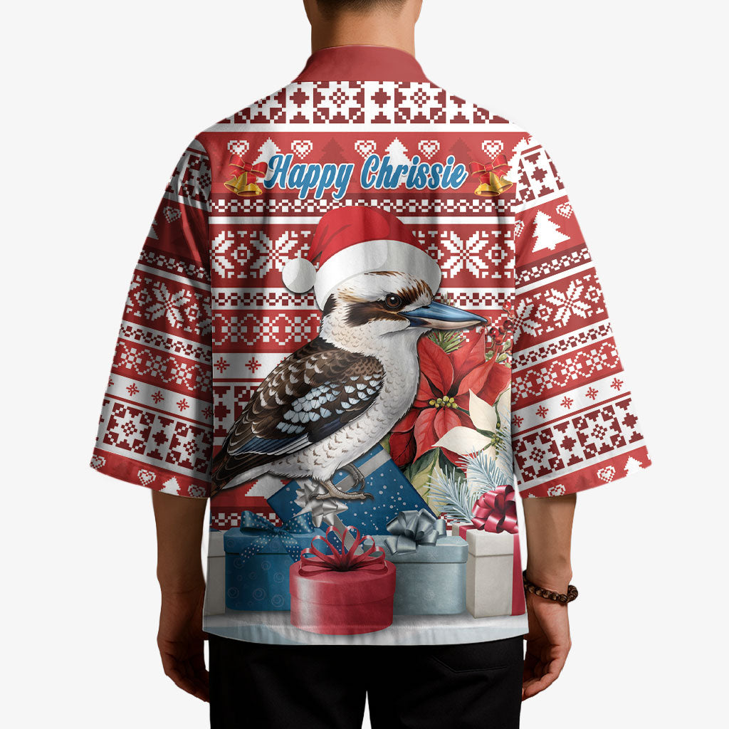 Australia Christmas In July Kimono Kookaburra Santa Red Color