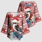 Australia Christmas In July Kimono Sleeve Blouse Kookaburra Santa Red Color